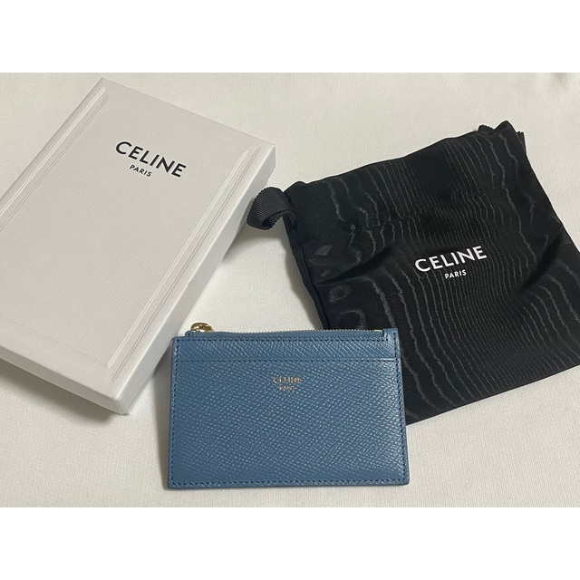 水色サイズCELINE セリーヌ　ジップ付きカードホルダー