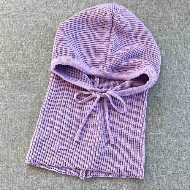 バラクラバ ネックウォーマー ニット帽 防寒 スヌード フード 韓国 パープル レディースのファッション小物(ネックウォーマー)の商品写真