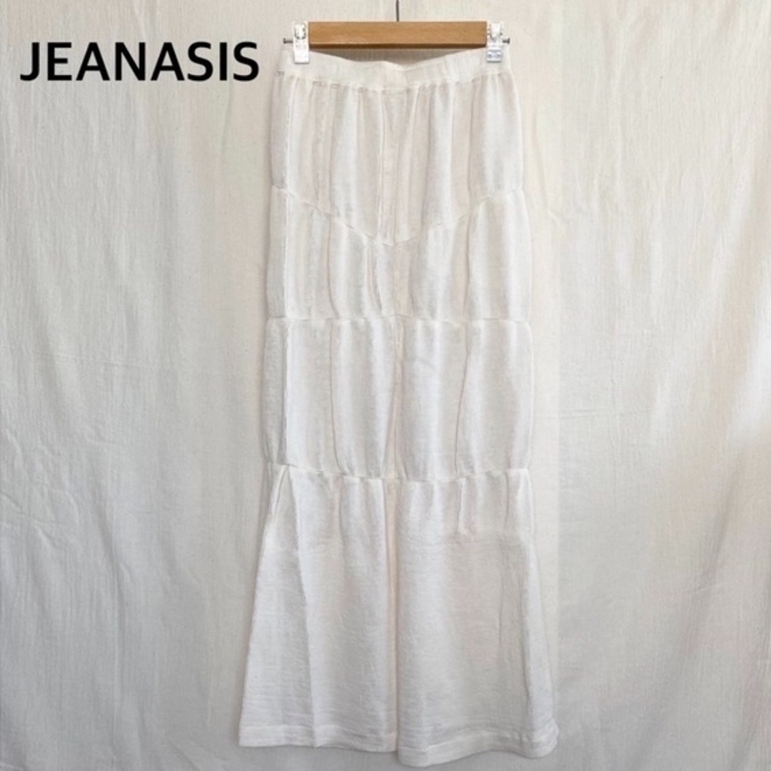 JEANASIS(ジーナシス)のJEANASIS ジーナシス　白　スリット入り　ロング　スカート　フリーサイズ レディースのスカート(ロングスカート)の商品写真