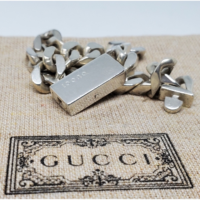 【超レア廃盤品】GUCCI 喜平 フラットリンクチェーン ブレスレット 18号