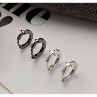 925 シルバー 2色セット ピアス リングピアス クロス 十字架(その他)