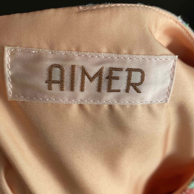 AIMER(エメ)の【送料込み】AIMERパーティードレス 9号☆花柄オレンジ レディースのフォーマル/ドレス(ミディアムドレス)の商品写真