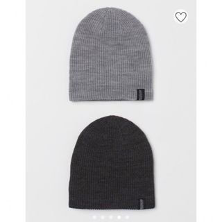 エイチアンドエム(H&M)のリブニット　ビーニー　2枚セット(ニット帽/ビーニー)