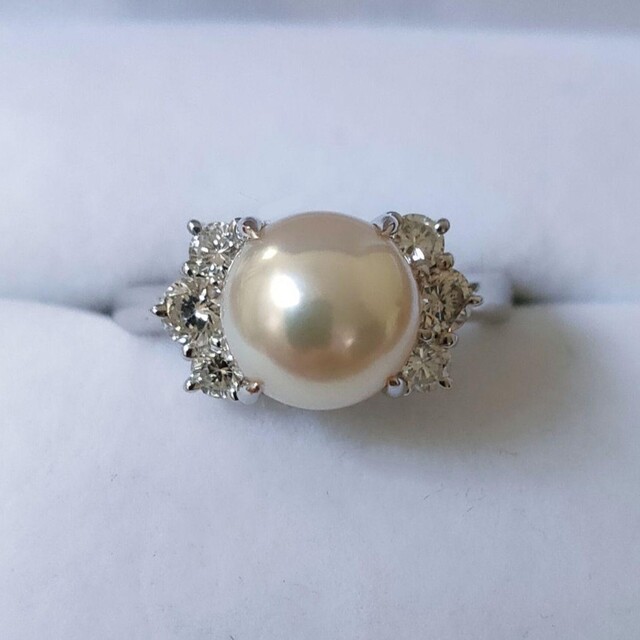 ダイヤモンド×パール アコヤ真珠 リング Pt900 8.5mm 0.55ct レディースのアクセサリー(リング(指輪))の商品写真