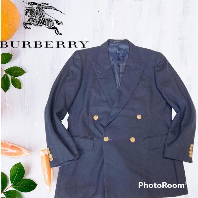 人気デザイン BURBERRYS ダブル紺ブレザー金ボタン タスマニアウール