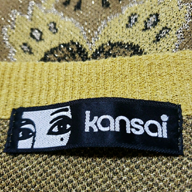 80's 90's kansai 山本感覚 花柄パッチワーク 麻ニットタンク