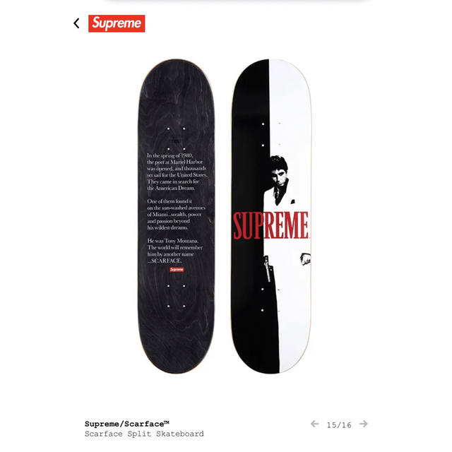 スケートボードSupreme Scarface split skateboard + ギフト