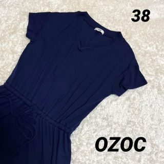 オゾック(OZOC)のOZOC レディース Vネック 膝丈ワンピース ニット M(ひざ丈ワンピース)