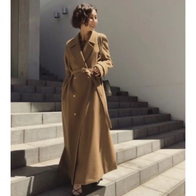 AMERI BELT FLARE LONG COAT アメリ　コート　キャメル | フリマアプリ ラクマ