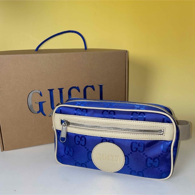 在庫処分】 極美品 Gucci - Gucci 青 グッチ レザー ナイロン ユニ