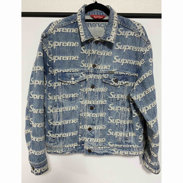 supreme frayed logos denim trucker