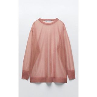 ザラ(ZARA)の【最終値下げ】新品・未使用 ZARA セミシースルーニットトップス Lサイズ (ニット/セーター)