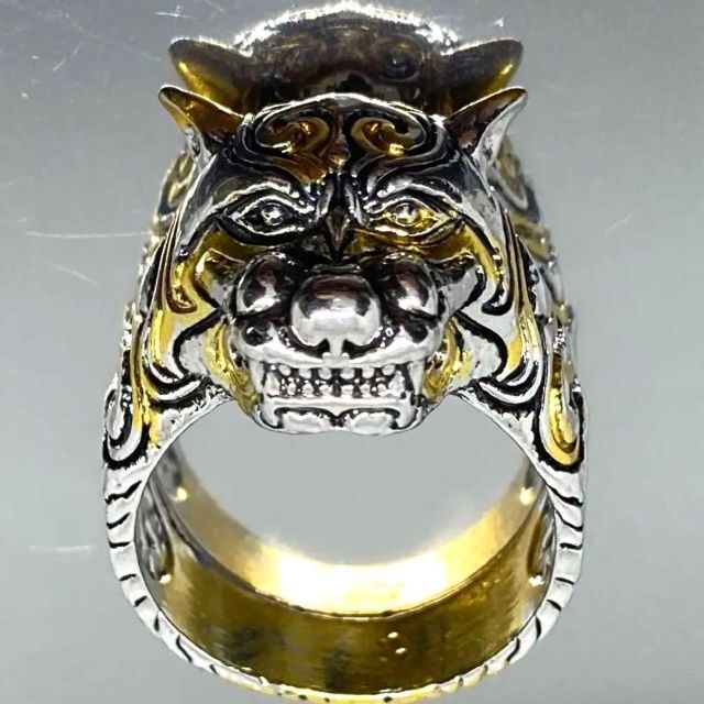 シルバー リング シーサー 獅子 虎  ゴールド 指輪 おしゃれ 沖縄 17号 メンズのアクセサリー(リング(指輪))の商品写真