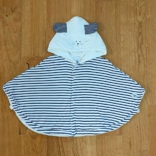 プチバトー(PETIT BATEAU)の✨美品✨ プチバトー　耳つきマリニエール　ベビーケープ(カーディガン/ボレロ)