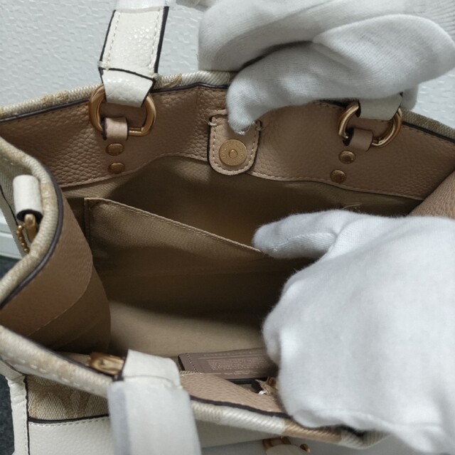 COACH コーチ ハンドバッグ ショルダーバッグ ホワイト カーキ 4