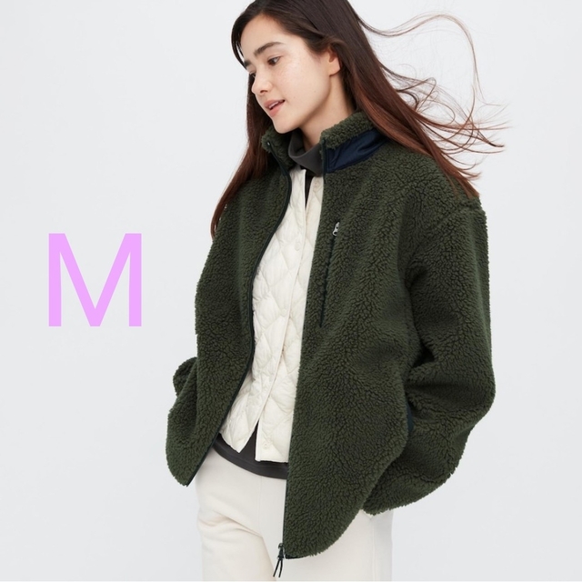 UNIQLO 防風 フリース フルジップ ジャケット M ボア ブルゾン