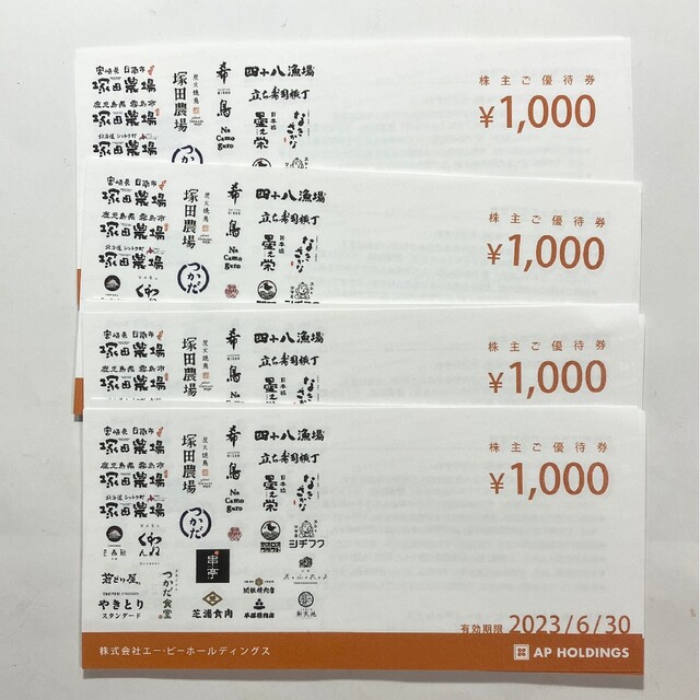 APホールディングス　塚田農場　株主優待　12000円分塚田農場
