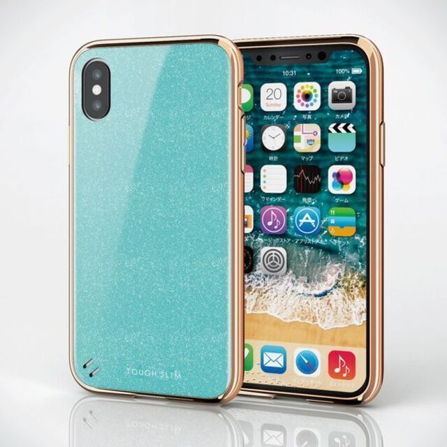 ELECOM(エレコム)のiPhone XS X 衝撃吸収 TOUGH SLIM ライトブルー メタリック スマホ/家電/カメラのスマホアクセサリー(iPhoneケース)の商品写真