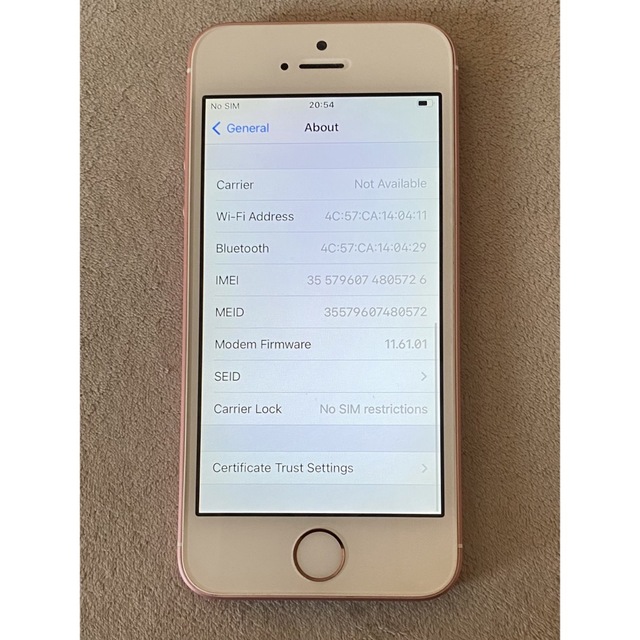 iPhone SE Rose Gold 64 GB SIMフリー　3371