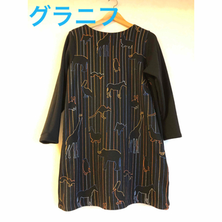 グラニフ(Design Tshirts Store graniph)のグラニフ☆動物刺繍 長袖ワンピース チュニック(ひざ丈ワンピース)