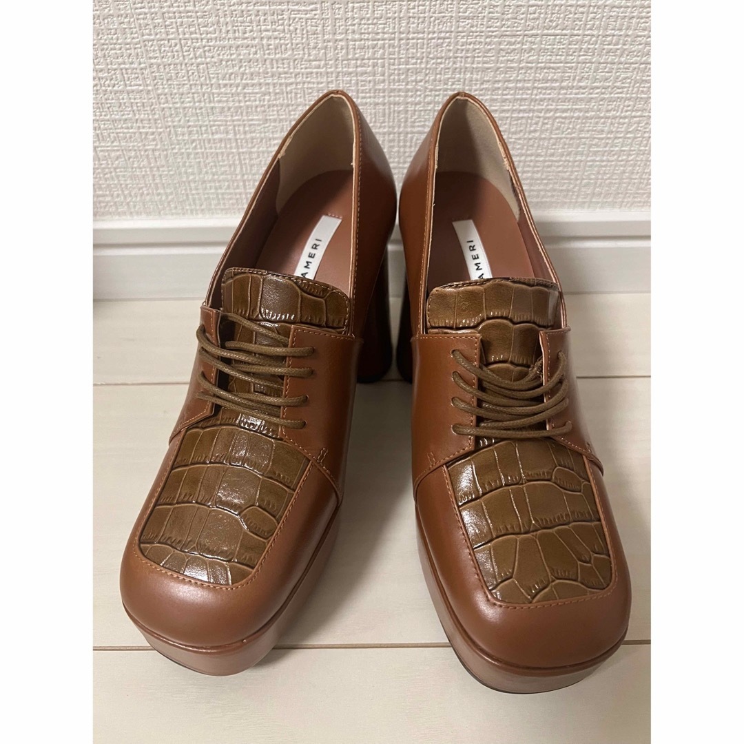 AmeriローファーPLATFORM LACE UP LOAFER Sサイズ-