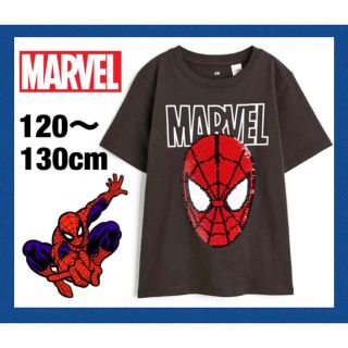 エイチアンドエム(H&M)の未使用h&mスパイダーマンスパンコール半袖Tシャツ120〜130cmマーベル(Tシャツ/カットソー)