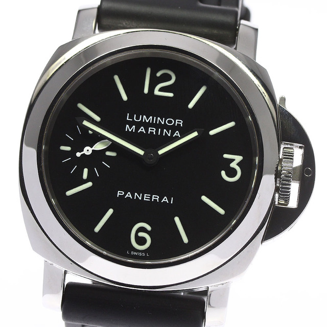 定番の中古商品 スモールセコンド マリーナ ルミノール ☆箱付き【PANERAI】パネライ ☆美品 PANERAI PAM00111  メンズ_735028 手巻き 腕時計(アナログ)