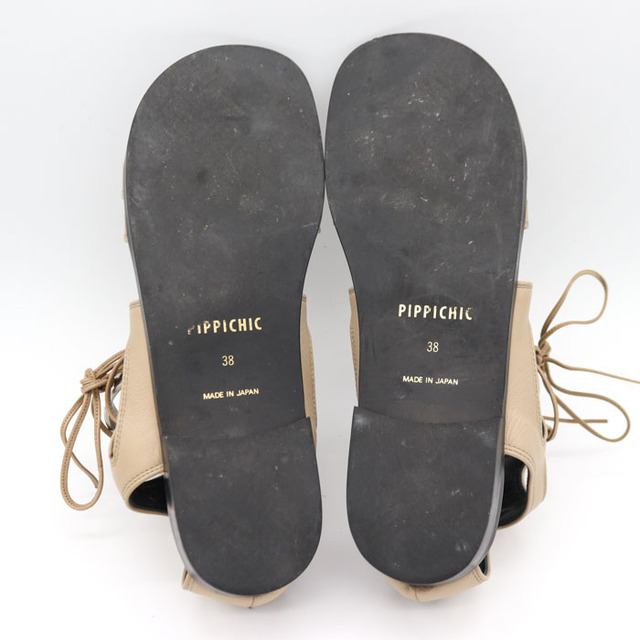 ピッピシック グラディエーターサンダル レースアップサンダル フラット シューズ 日本製 靴 レディース 38サイズ ベージュ PIPPICHIC レディースの靴/シューズ(サンダル)の商品写真