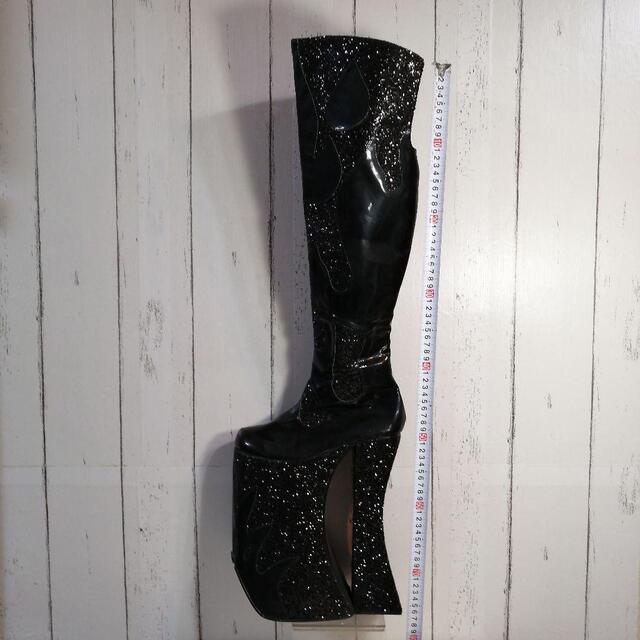 未着用 超厚底サイハイブーツ pleaser プリーザー 25.4CM ブラック-