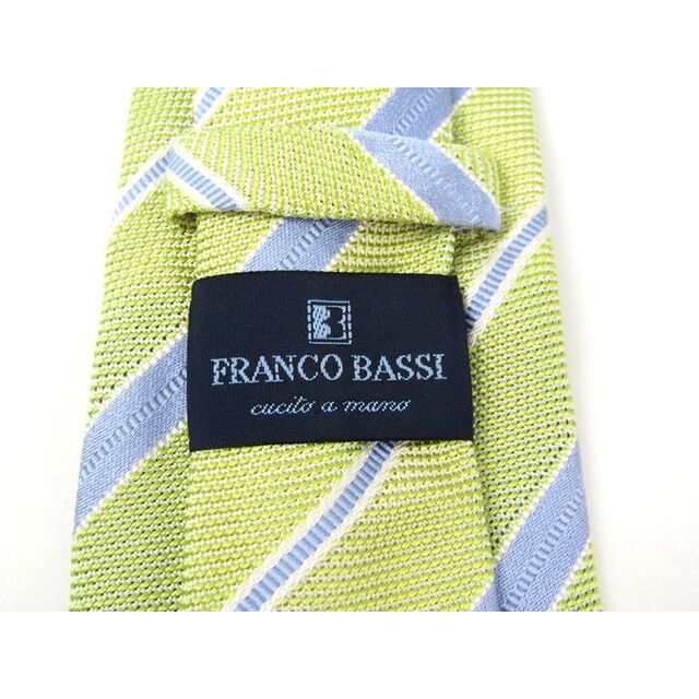 フランコバッシ ネクタイ ストライプ柄 高級 シルク イタリア製 ハンドメイド メンズ イエロー FRANCO BASSI