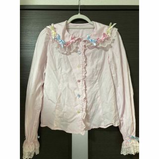 アンジェリックプリティー(Angelic Pretty)のAngelicPretty カラフルリボンブラウス ピンク 難あり(シャツ/ブラウス(長袖/七分))