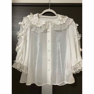 アンジェリックプリティー(Angelic Pretty)のAngelicPretty ふわふわリボンブラウス シロ(シャツ/ブラウス(半袖/袖なし))