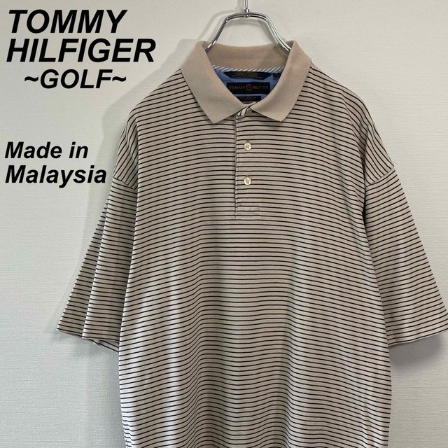 TOMMY HILFIGER(トミーヒルフィガー)の古着 トミーヒルフィガー ゴルフ 半袖 ポロシャツ L ボーダー柄 メンズのトップス(ポロシャツ)の商品写真