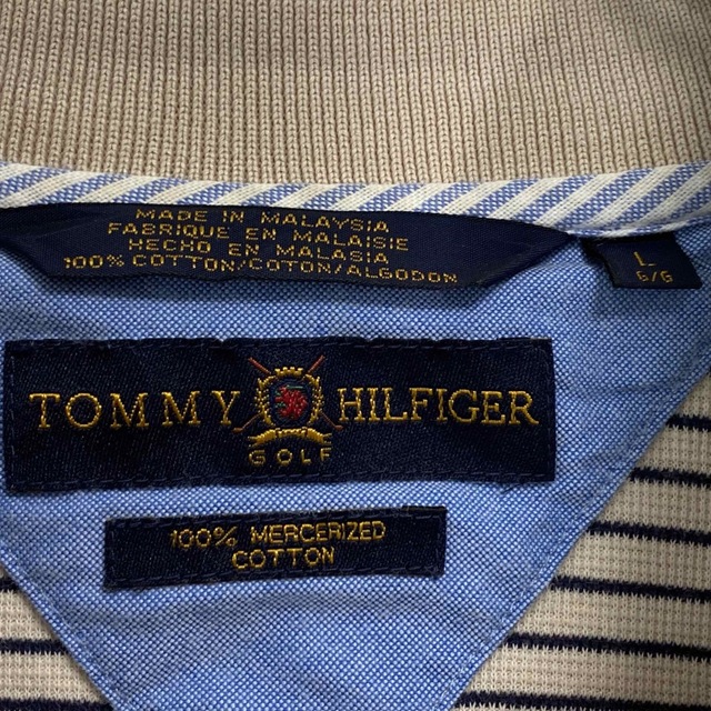 TOMMY HILFIGER(トミーヒルフィガー)の古着 トミーヒルフィガー ゴルフ 半袖 ポロシャツ L ボーダー柄 メンズのトップス(ポロシャツ)の商品写真