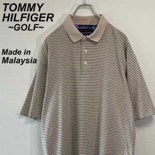 トミーヒルフィガー(TOMMY HILFIGER)の古着 トミーヒルフィガー ゴルフ 半袖 ポロシャツ L ボーダー柄(ポロシャツ)