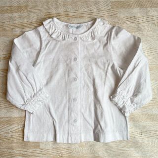 クレージュ(Courreges)の【美品】クレージュ　フリル襟付き　白カーディガン　90(ブラウス)