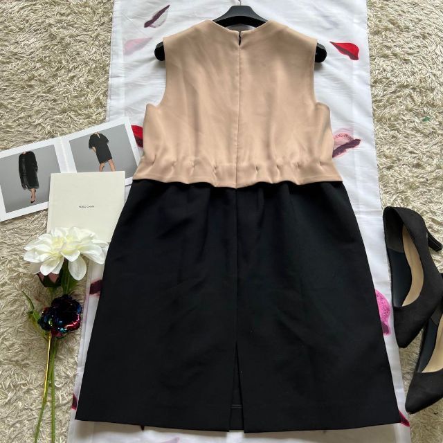 美品】YOKO CHAN バイカラーノースリーブワンピース ピンクブラック38