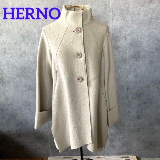 HERNO - 美品 ヘルノ ヘリンボーン柄 ツイード ロング チェスター