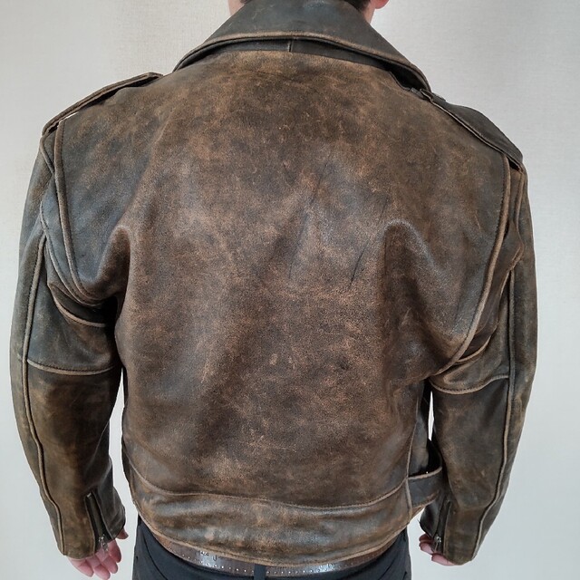 HUMAN BEING レザージャケット　ブラック　牛革　ブラウン　40M メンズのジャケット/アウター(レザージャケット)の商品写真