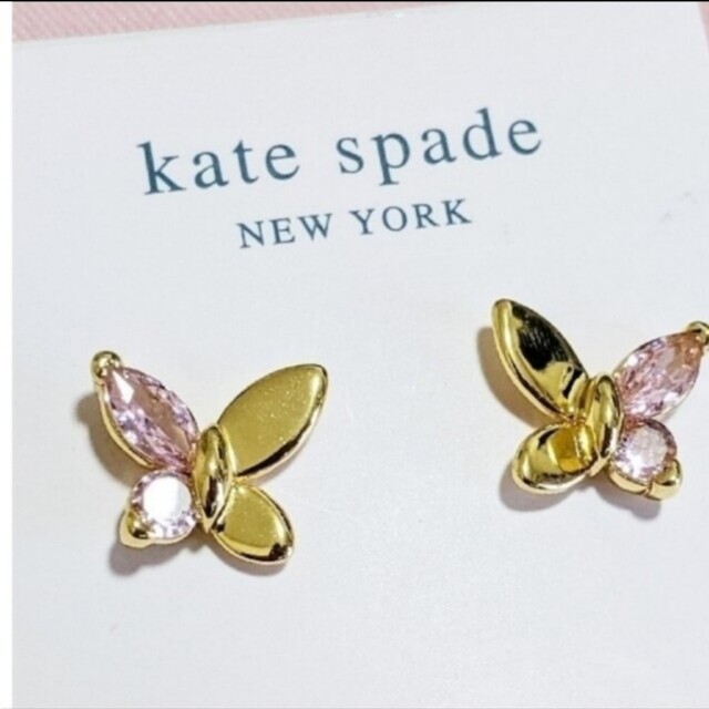 kate spade new york(ケイトスペードニューヨーク)の【新品】kate spade ケイトスペード ソーシャルバタフライゴールドピンク レディースのアクセサリー(ピアス)の商品写真