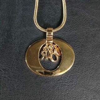 【美品】Dior ディオール ネックレス ゴールド サークル ロゴ シルクコード