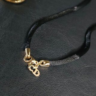 【美品】Dior ディオール ネックレス ゴールド サークル ロゴ シルクコード
