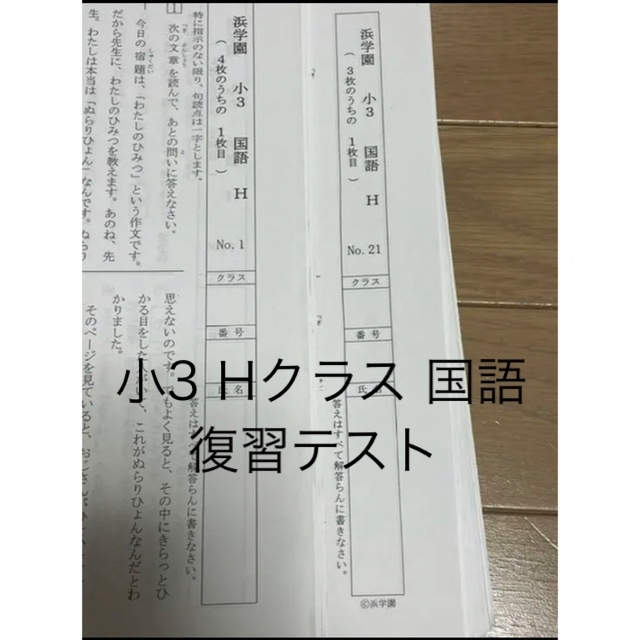 浜学園 小3 復習テスト H 国語 エンタメ/ホビーの本(語学/参考書)の商品写真