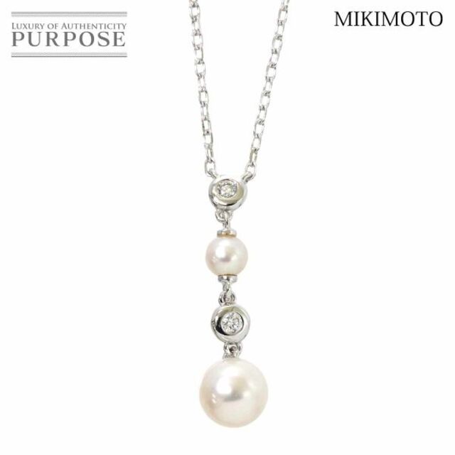 MIKIMOTO - ミキモト MIKIMOTO アコヤ真珠 4.0-6.5mm ダイヤ ネックレス 40cm K18 WG ホワイトゴールド 750 パール VLP 90179460