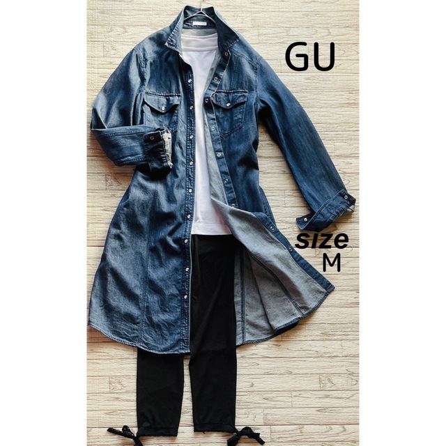 GU(ジーユー)のGU ロングデニムシャツ　レディース　M レディースのトップス(シャツ/ブラウス(長袖/七分))の商品写真