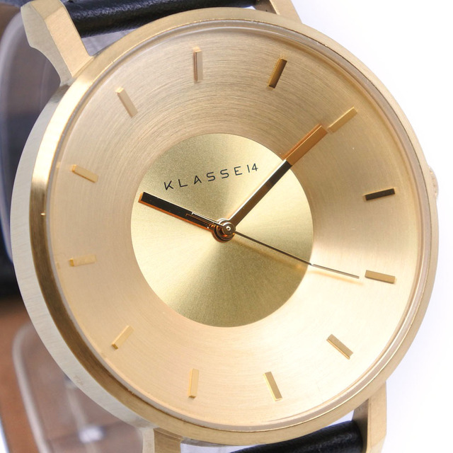 【KLASSE14】クラスフォーティーン ヴィラーレ ステンレススチール×レザー ゴールド クオーツ アナログ表示 ユニセックス ゴールド文字盤 腕時計 2
