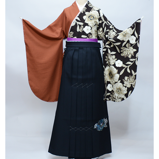 二尺袖 着物 袴フルセット 紅一点 日本製 着物丈はショート丈 NO38576(振袖)