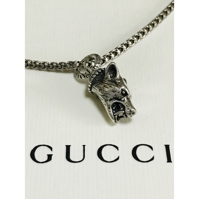 倉庫 GUCCI アンガーフォレスト ウルフヘッド シルバー ネックレス