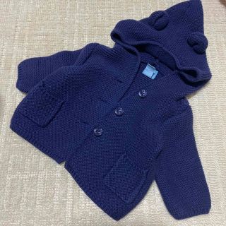 ベビーギャップ(babyGAP)のbaby GAP コットンニットパーカー　クマ耳　くま　ネイビー　カーディガン(カーディガン/ボレロ)