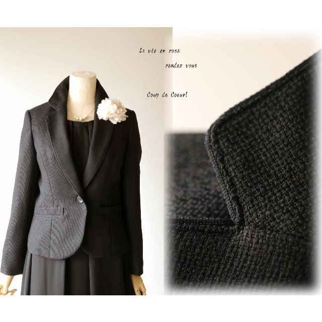 新品値引き　13号白黒テーラードジャケット黒テーラード黒ワンピーススーツ卒業式 レディースのフォーマル/ドレス(スーツ)の商品写真